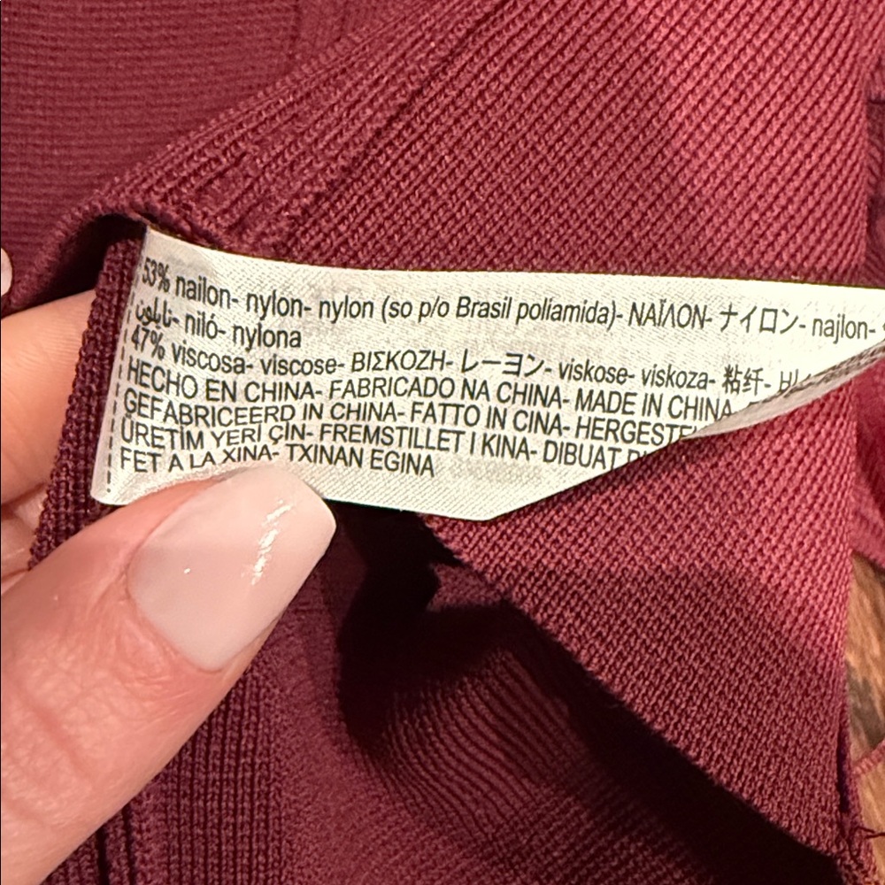 Zara Burgundy Square-Neck Crop Top - Picture 4 of 5